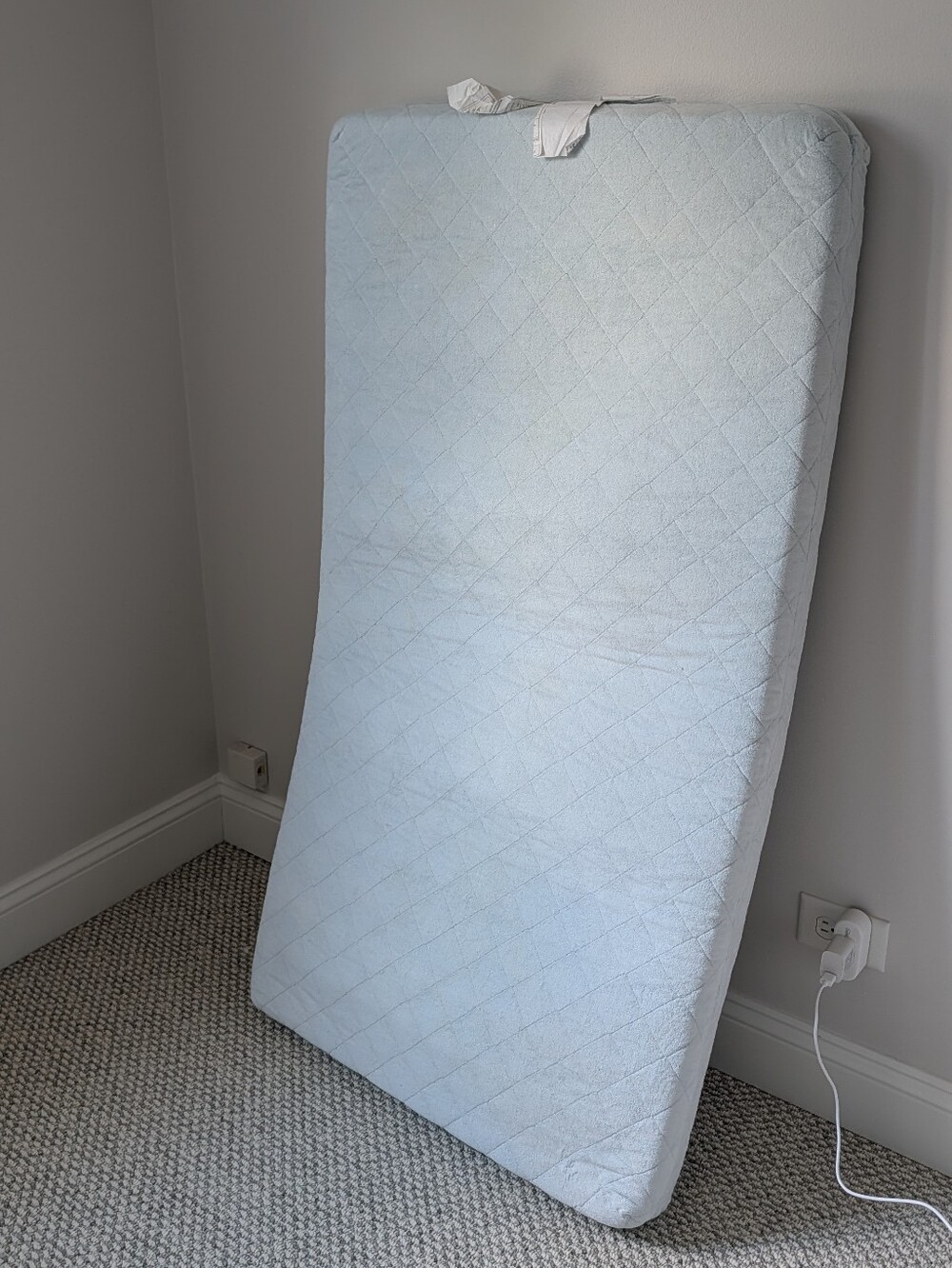 IKEA VYSSA Crib and Toddler Mattress (Light Blue Quilted) – As-Is Condition